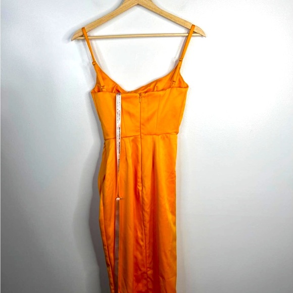 House of CB Bianca Satin Pleated Corset Midi Dress Women's Orange Size: XS NWT - Picture 2 of 2